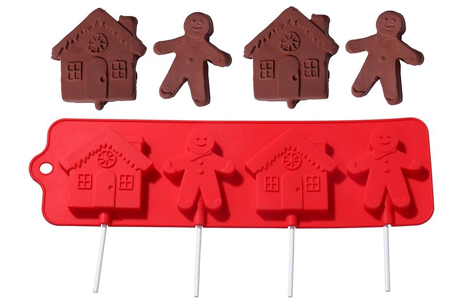 Juvale Silicone Christmas Holiday Chocolate Lollipop Sucker Mold Set Hard Candy Heat Resistant Includes 100 Lollipop... N5