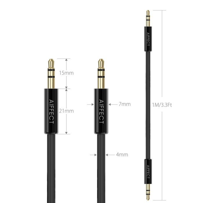 AIFFECT 3.5mm Premium Auxiliary Audio Cable, 3.3 ft Male to Male Aux Cable for Samsung Galaxy, iPhone, iPod, Nexus... N7