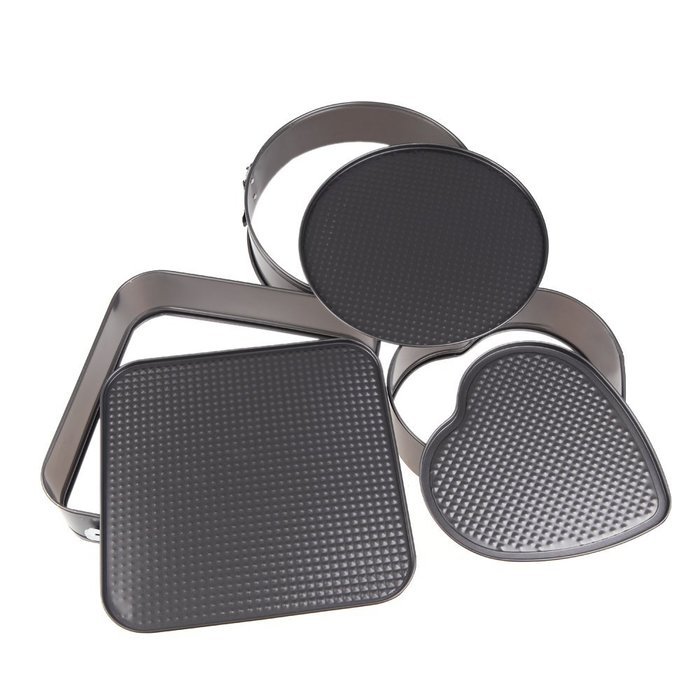 Baking Tools Chocolate Set of Three Springform Pans Cake Bake Mould Mold Bakeware Round Heart Square Shape Kitchen... N2