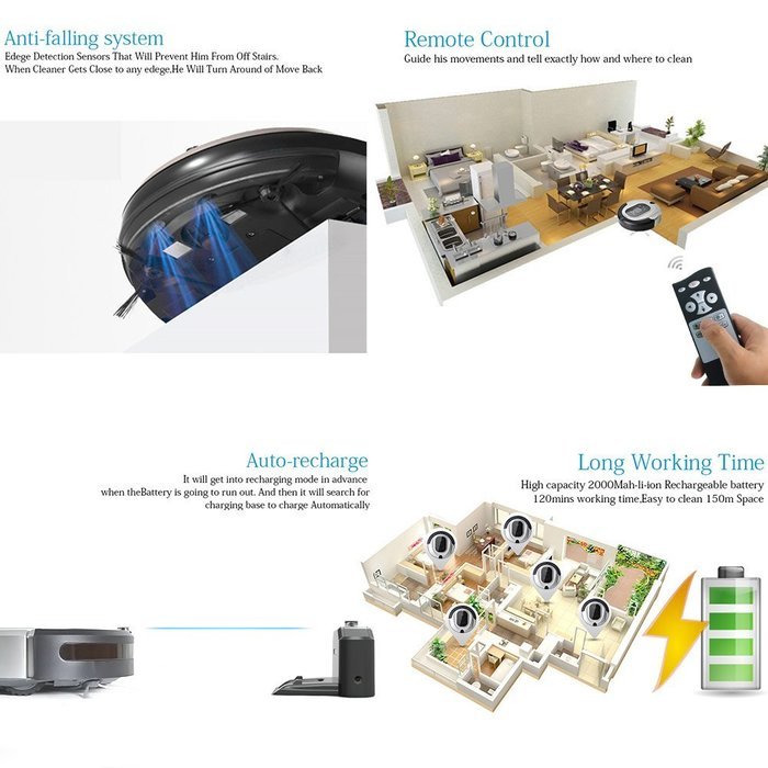Robot Vacuum Cleaner Self-Docking with Drop-Sensing Ar-Q3S Silver N6