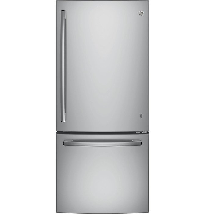 GE GDE21ESKSS 30" Energy Star Qualified Bottom-Freezer Refrigerator with 20.9 Cu. Ft. Capacity, Stainless Steel