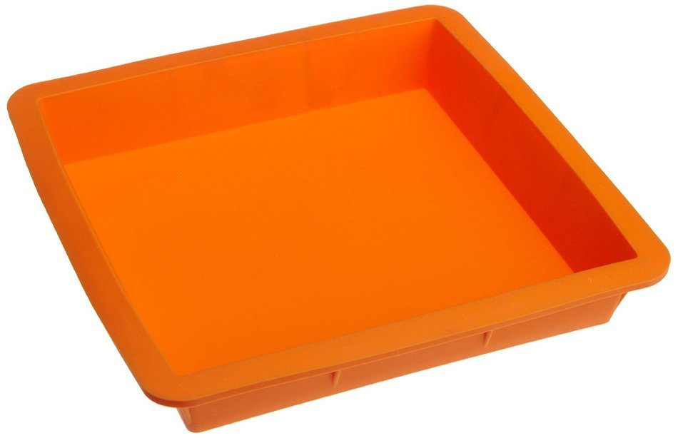 Casabella Silicone 8.25 Inch Square Cake Pan, Orange N3