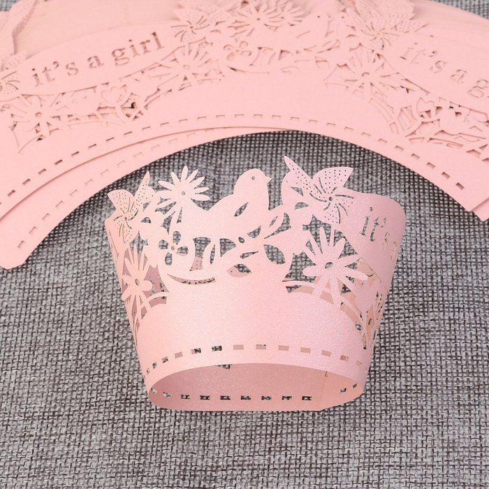 ROSENICE 50pcs Cupcake Wrappers, Girl Cake Paper Cups for Wedding Birthday Party (Pink) N5
