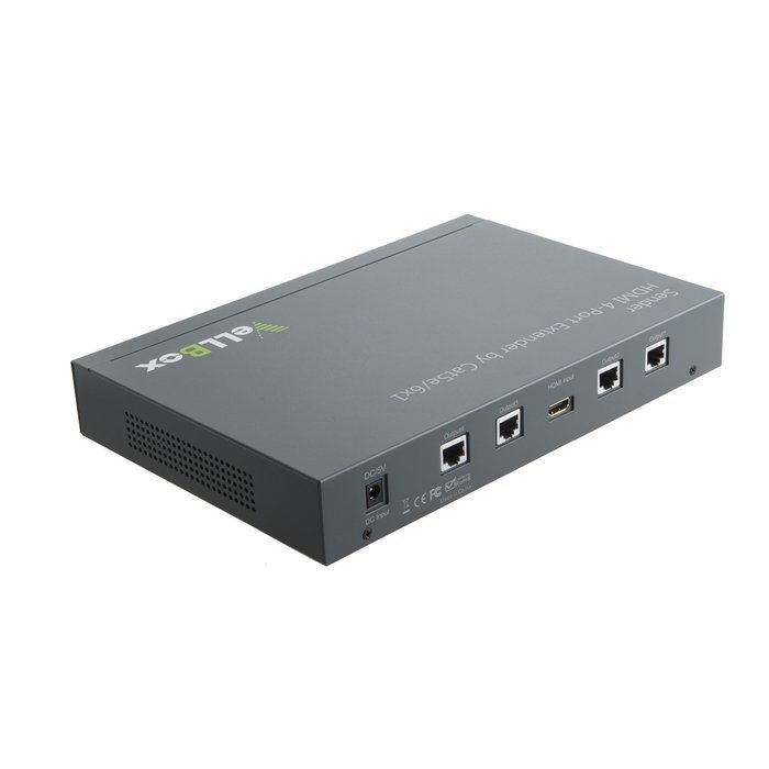 VeLLBox HDMI 4-port Extender by cat-5e/6 cable 50m Support Resolution up to 1080p, Universal Power Adapter, Grey N12