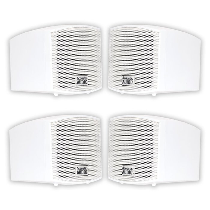 Acoustic Audio AA321W Mountable Indoor Speakers 800 Watts White Bookshelf 2 Pair Pack AA321W-2Pr