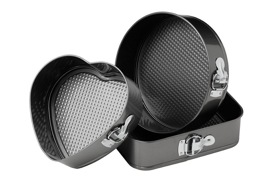 3 Piece Non Stick Heart, Round & Square Cake Pan Set N6