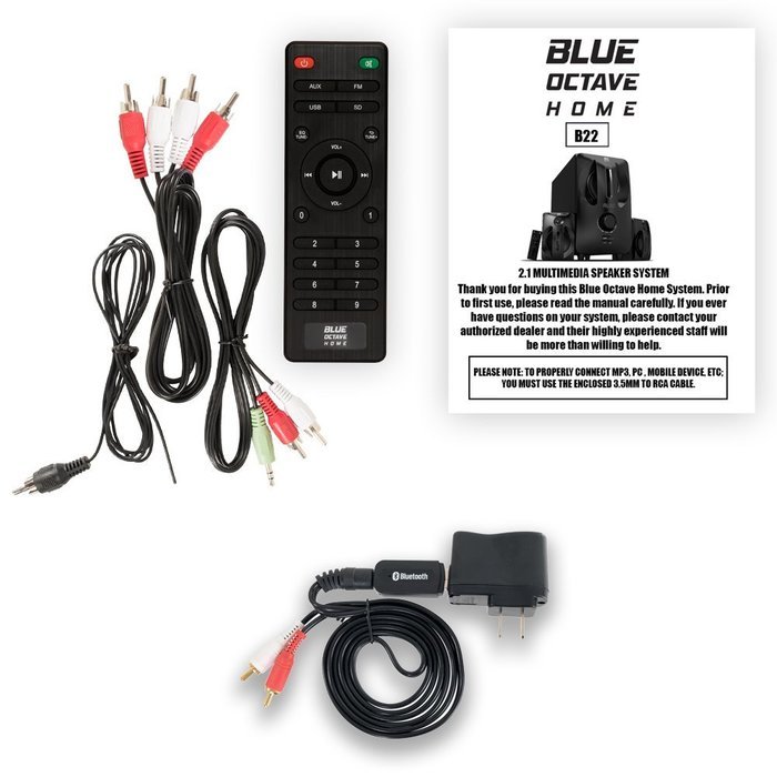 Blue Octave B22 Home 2.1 Powered Speaker System with FM Tuner USB/SD Inputs and Bluetooth N2