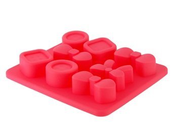 Bowknot &amp- Button Shaped Silicone Ice Tray (Red) N3