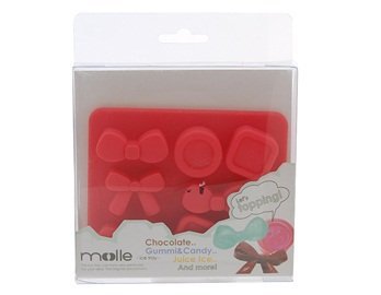 Bowknot &amp- Button Shaped Silicone Ice Tray (Red) N4