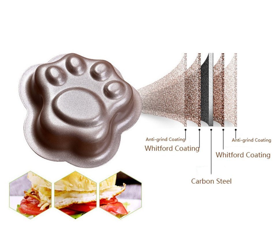 Cake Mold - Yiiho Non Stick Cat Paw Shaped Cake Mold Biscuit Pudding Mold 1 set N6
