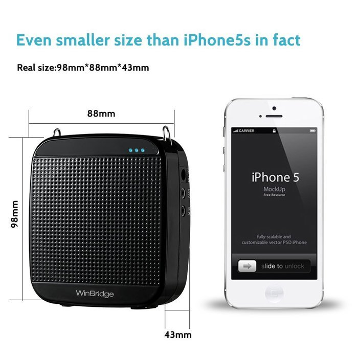 WinBridge WB003 High-Power 18W Portable PA Voice Amplifier with 7.4V/1200MAh Lithium Battery Suitable for Tour... N7