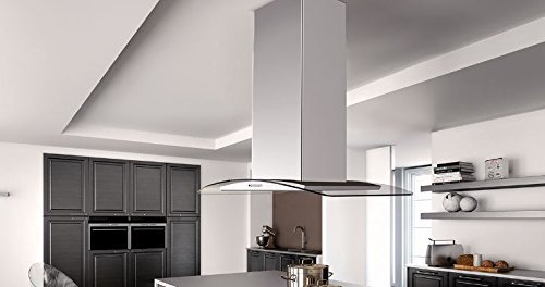 Faber TRATIS36SS600-B 600 CFM 36" Tratto Curved Glass Island Range Hood, Stainless Steel N3