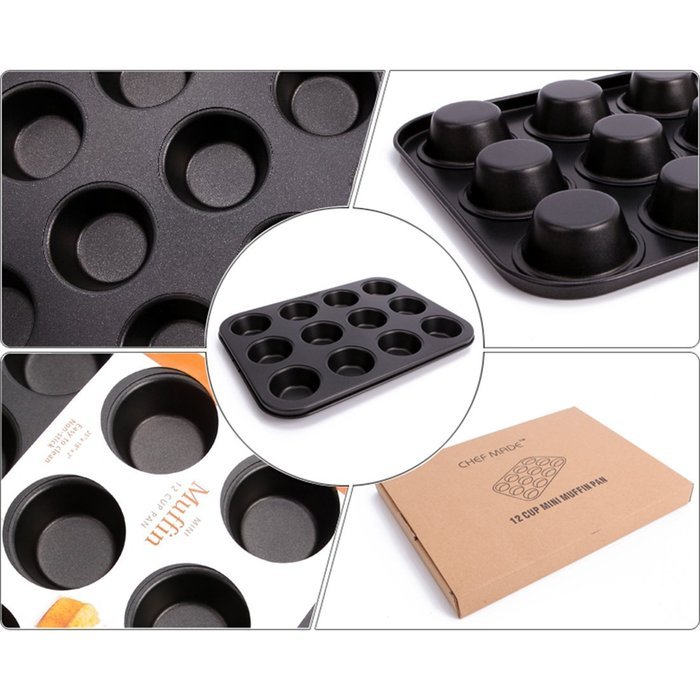 uxcell Casa-J Bakeware Muffin Pans 12 Cup Nonstick Stainless Steel Champagne N7
