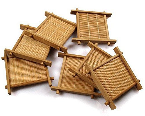 Natural 6pcs Gong Fu Teapot Mat, Bamboo Kung Fu Tea Cup Pad, Table Cup Holder Disc Saucer Heat Insulation Tea N3