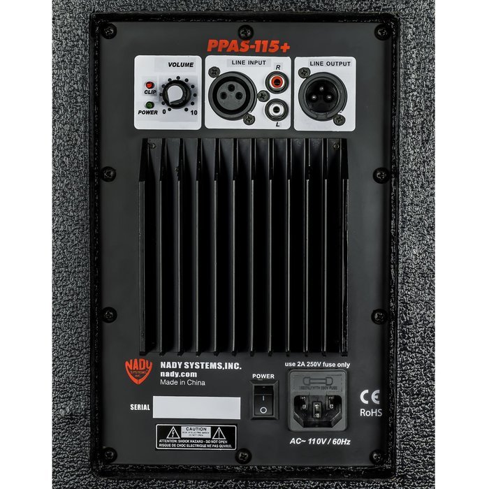Nady PPAS-215+ / Full Range 2-Way Powered PA speaker / 200W class AB amp / 2 x 15" woofers / Tolex covered with... N17