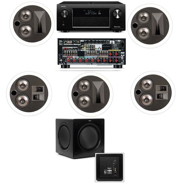 Klipsch KL-7502-THX 5.1 In-Ceiling System-Denon AVR-X4000 IN-Command 7.2- White