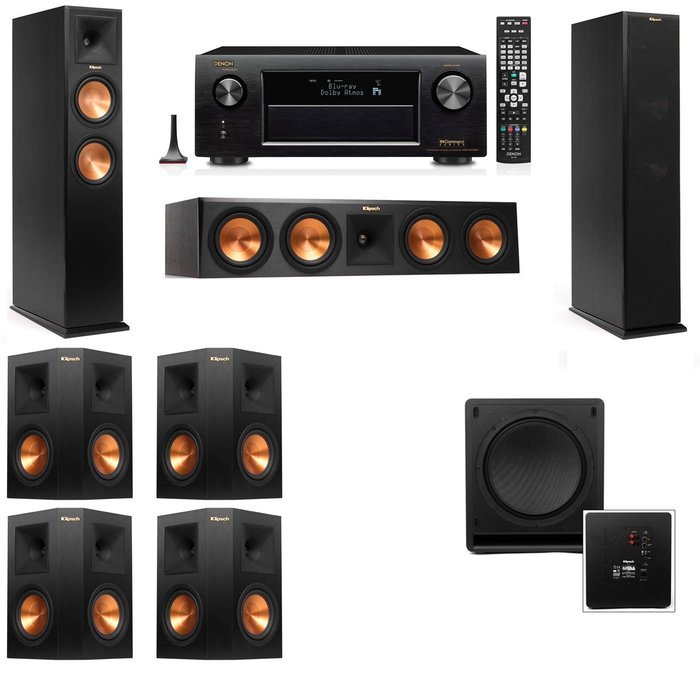 Klipsch RP-260F Tower Speakers-SW-112-7.1-Denon AVR-X4100W
