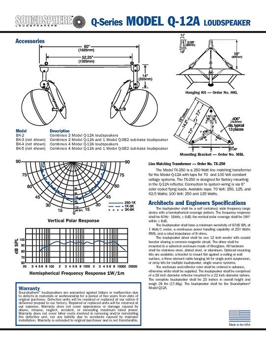 Soundsphere Q-12A Omnidirectional Loudspeaker in White, Hemispherical coverage pattern, Accurate, full range voice... N3