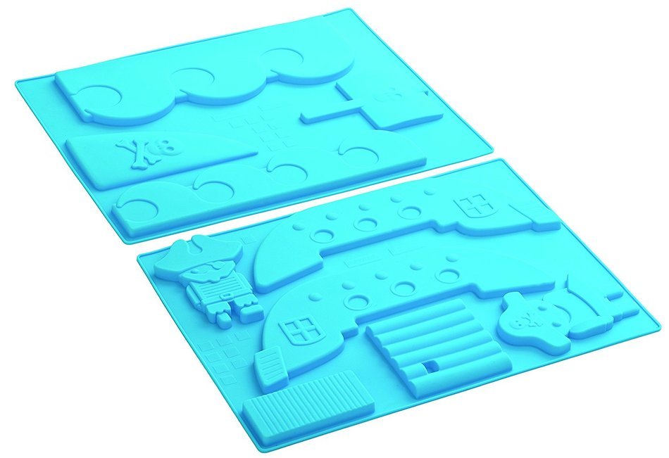 Pavoni FRT179 Platinum Silicone Special Edition-Pirate Ship Stackable Bake Mould, Blue N3