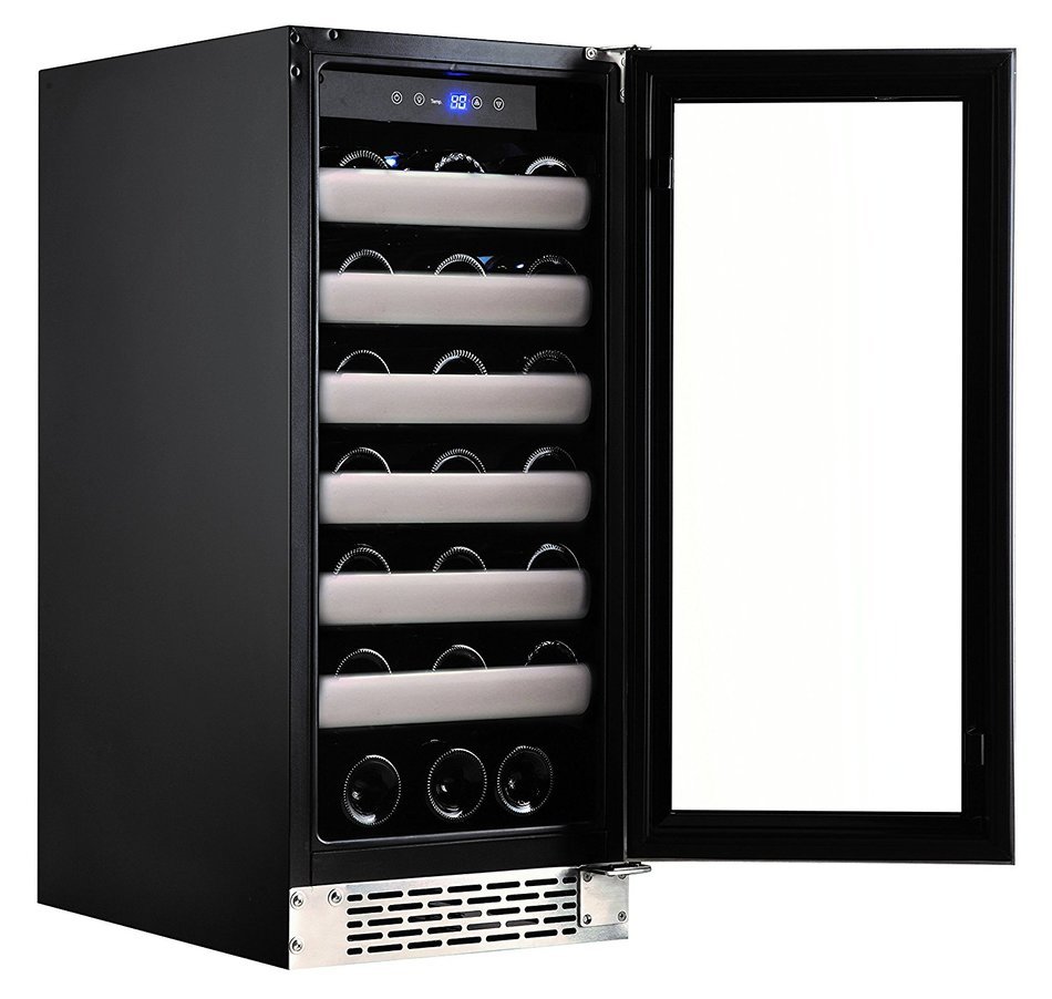 Whynter BWR-331SL Elite 33 Bottle Seamless Door Single Zone Built-in Wine Refrigerator, Stainless Steel/Black N3
