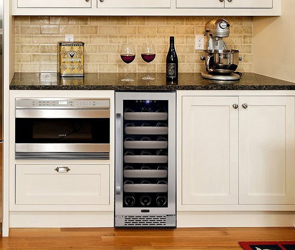 Whynter BWR-331SL Elite 33 Bottle Seamless Door Single Zone Built-in Wine Refrigerator, Stainless Steel/Black N4