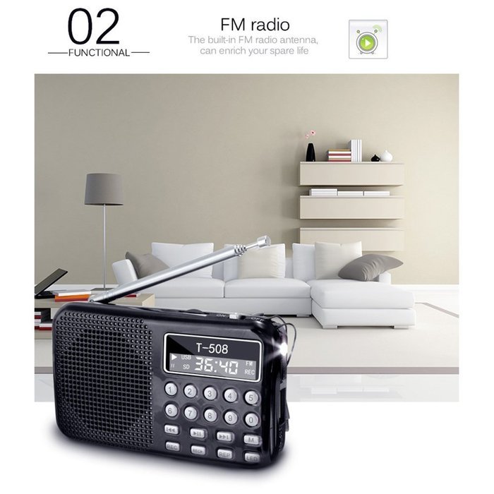 Balight Mini Portable Rechargeable Dual Band LCD Digital LED display panel stereo FM Radio USB TF mirco SD card... N8
