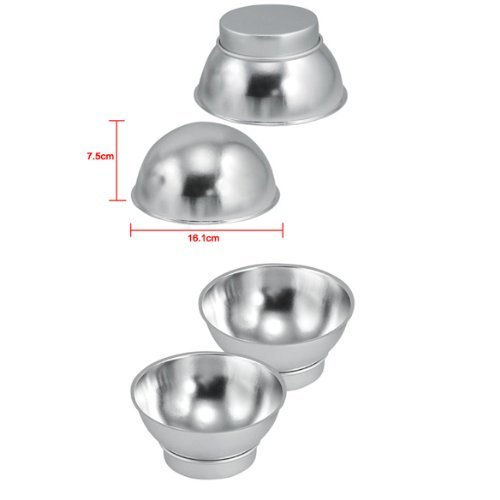 Vktech 4Pc DIY Nontoxic Aluminum Alloy Cake Tin Hemisphere Pan