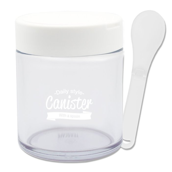 [1+1] TEASCAFE Cereal Spoon Canister, 15oz, 2Piece - Containing a spoon on the lid (Bear Black lid-Urban Black... N11
