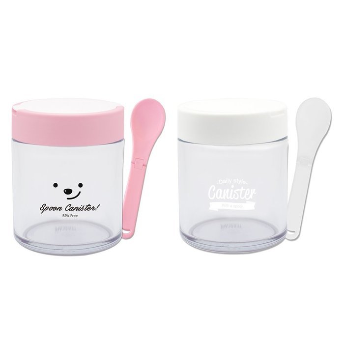 [1+1] TEASCAFE Cereal Spoon Canister, 15oz, 2Piece - Containing a spoon on the lid (Bear Black lid-Urban Black... N12