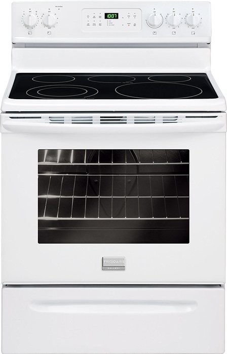 Frigidaire Gallery FGEF3030PW 30" Freestanding Electric Range with 5 Expandable Radiant Elements, Express Select...
