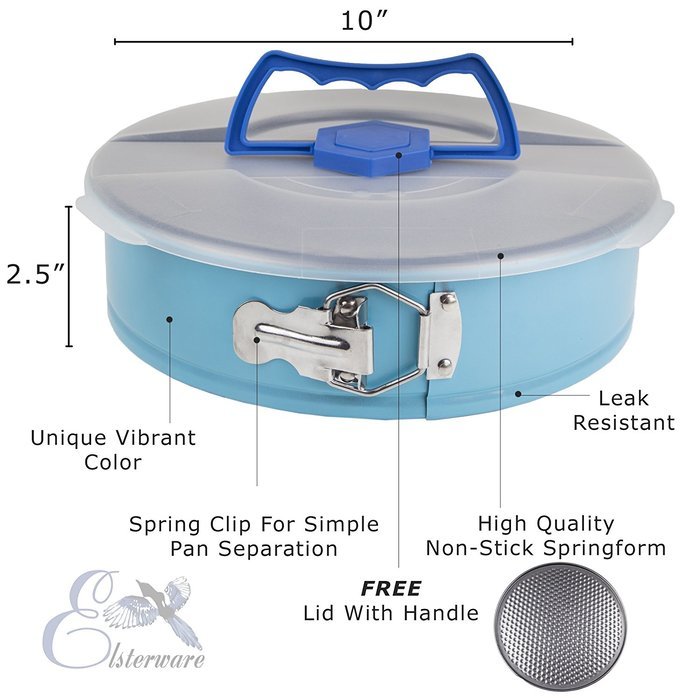 Springform Pan 10 Inch for Baking Cake and Cheesecake from Elsterware Quick-Clean Tin, Easy Release Spring Clip... N11