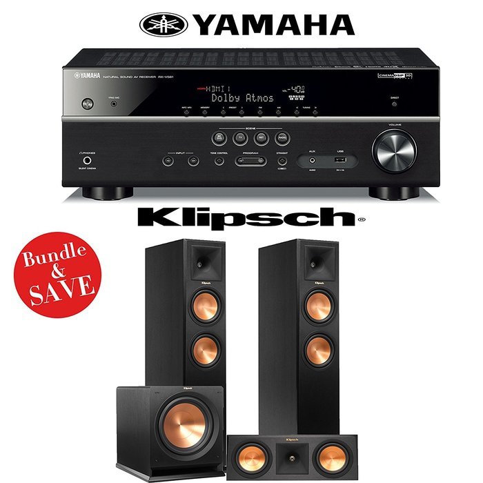 Yamaha RX-V581BL 7.2-Channel Network A/V Receiver + Klipsch RP-260F + Klipsch RP-250C + Klipsch R-112SW - 3.1...