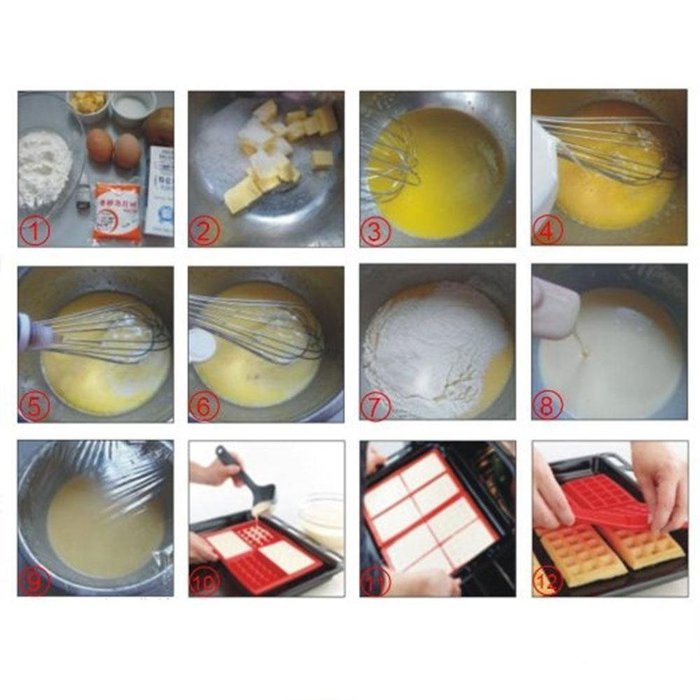 niceEshop(TM) 4-Cavity Waffle Baking Molds DIY Mini Waffles Cake Chocolate Pan Silicone Tray Mold Muffin Mould...