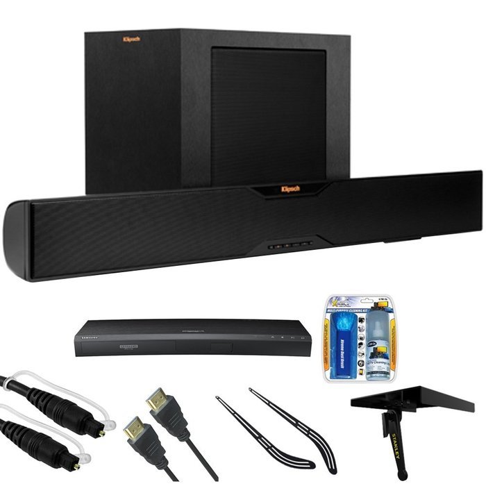 Klipsch Bluetooth Soundbar With Wireless Subwoofer (R-10B) HD Blu-ray Player, 6ft Audio Cable, TV/LCD Screen Cleaning...
