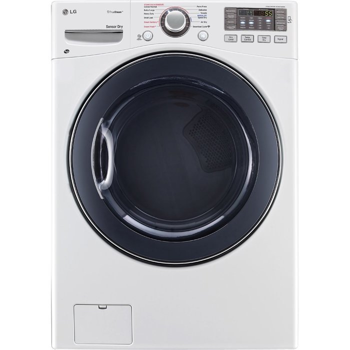 LG DLEX3570W 7.4 Cu. Ft. Ultra Capacity Front Load Steam Electric Dryer in White N2