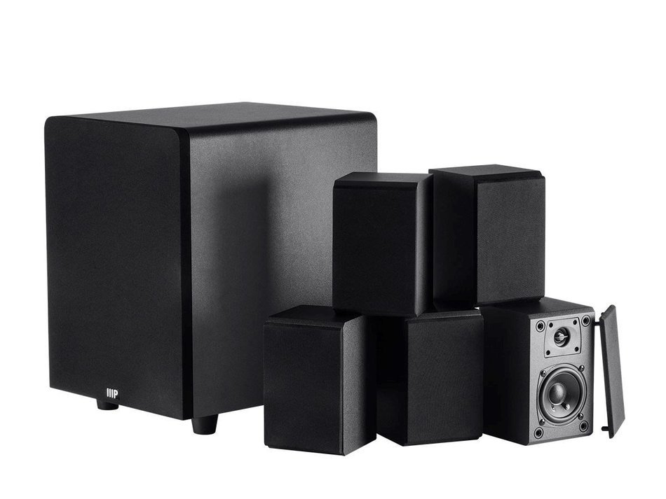 Monoprice 13773 Premium Select 5.1 Channel Home Theater Satellite Speakers and Subwoofer N3