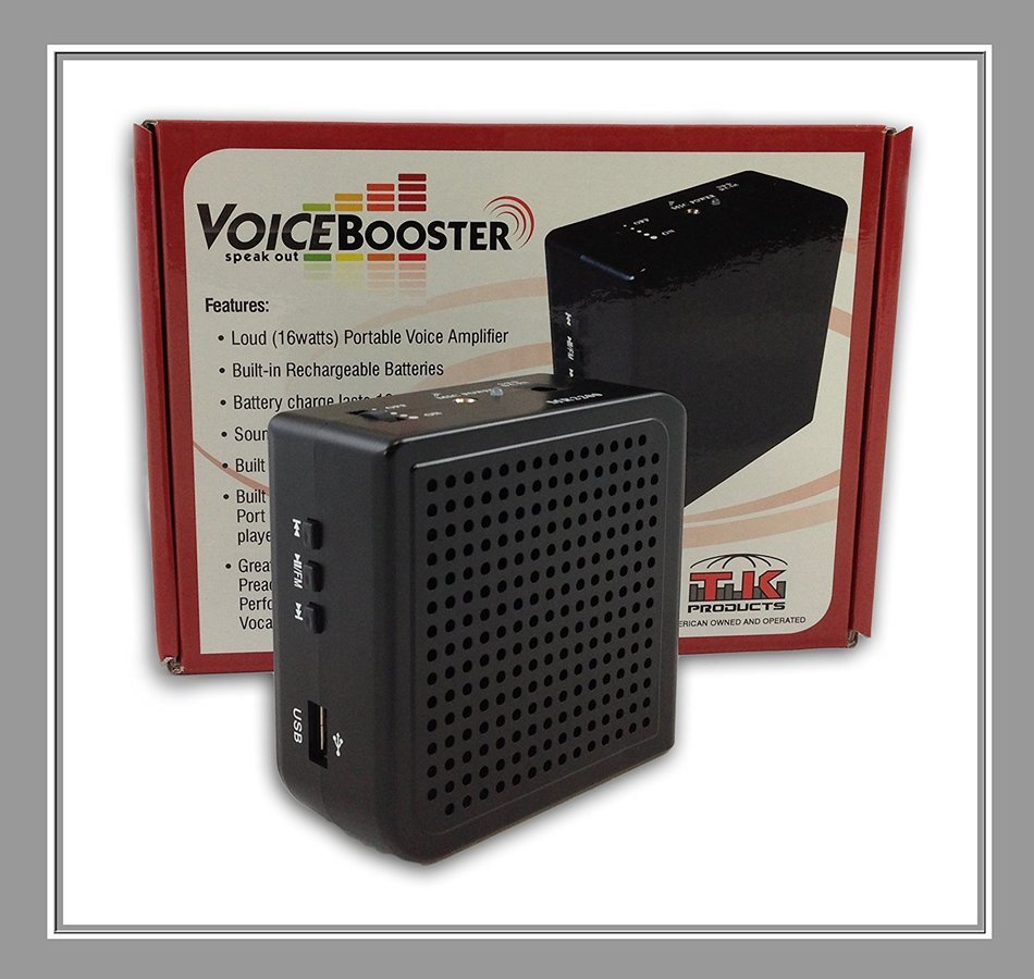 VoiceBooster Voice Amplifier & Mp3 Player 16watts Black MR2200 (Aker) by TK Products,Portable, for Teachers, Coaches...