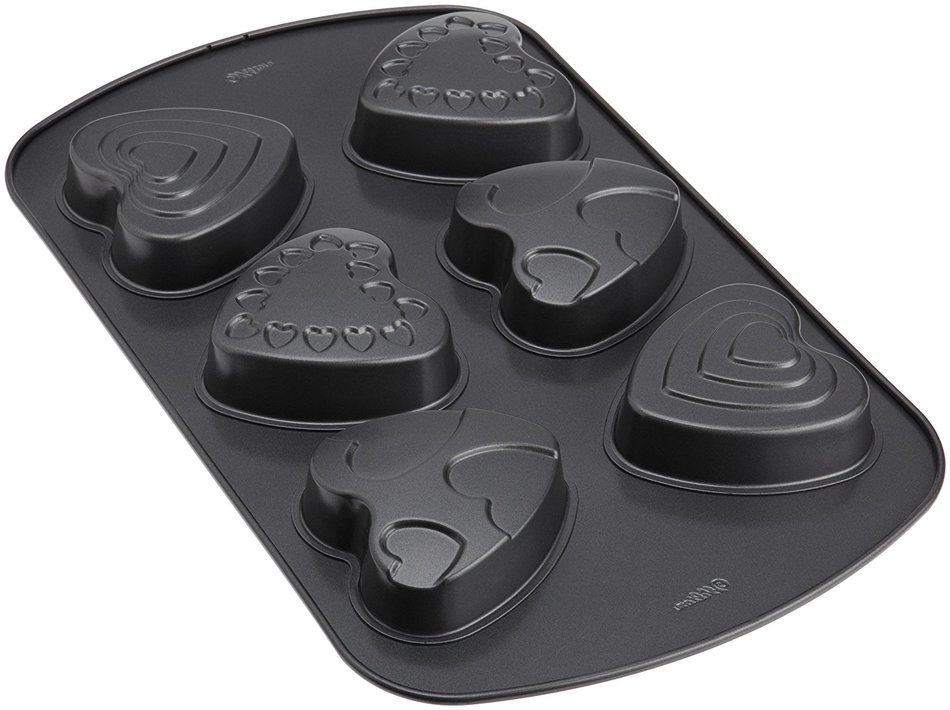Wilton 6-Cavity Nonstick Heart Mini Cake Pan N14
