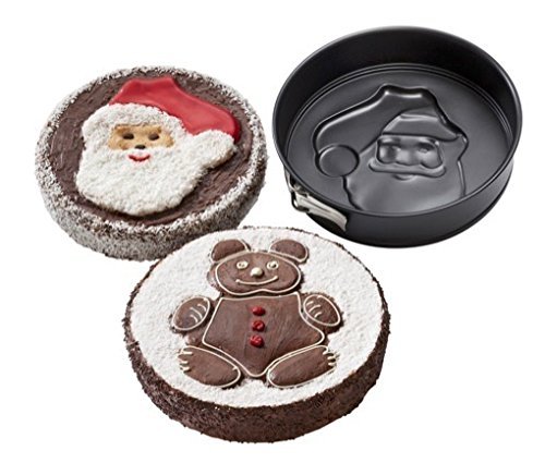 Zenker 7414 "Special Creative" Santa Claus + Bear Springform-Set, Black, 10.24 x 2.56" N3
