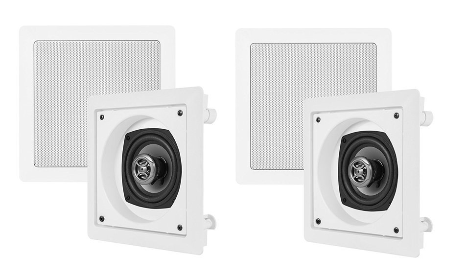4) VM Audio Shaker 4-Inch 100W 2 Way In-Wall Surround Sound Home Speakers Four