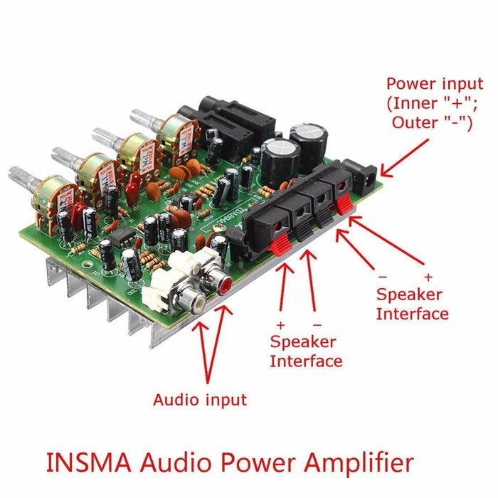 INSMA 12V 60W HiFi Stereo Digital Volume Tone Control Board Module for Audio Power Amplifier N7