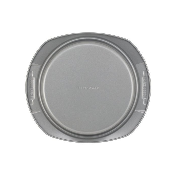Cake Boss Deluxe Nonstick Bakeware 9-Inch Round Cake Pan, Gray with Red Silicone Grips N4