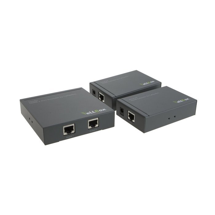VeLLBox HDMI 4-port Extender by cat-5e/6 cable 50m Support Resolution up to 1080p, Universal Power Adapter, Grey N17