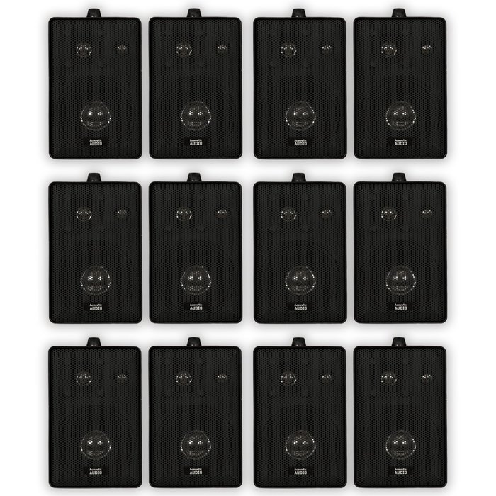 Acoustic Audio 251B Indoor Outdoor 3 Way Speakers 2400 Watt Black 6 Pair Pack 251B-6Pr