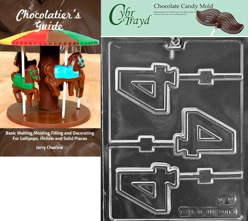 Cybrtrayd No.4 Lolly Letters and Numbers Chocolate Candy Mold with Chocolatier's Guide Instructions Book Manual
