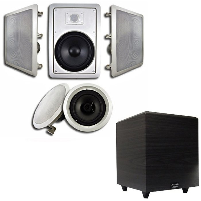 Acoustic Audio HT-85 In-Wall/Ceiling 5.1 Home Theater 8" Speakers and 6.5" Powered Sub HT-85-RW6