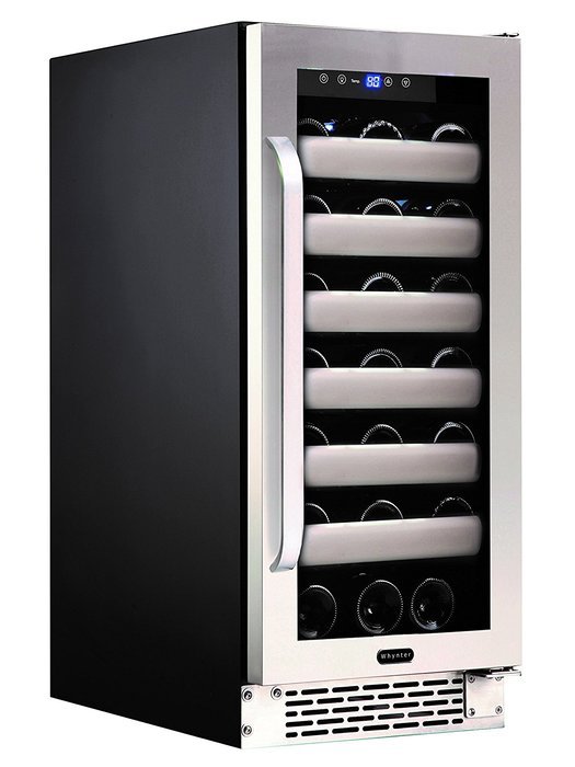 Whynter BWR-331SL Elite 33 Bottle Seamless Door Single Zone Built-in Wine Refrigerator, Stainless Steel/Black N5