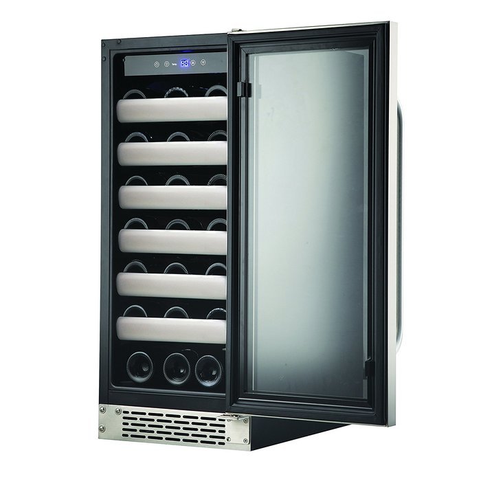 Whynter BWR-331SL Elite 33 Bottle Seamless Door Single Zone Built-in Wine Refrigerator, Stainless Steel/Black N6