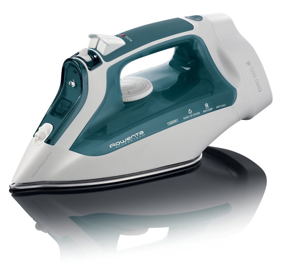 Rowenta DW2171 Access Steam 1600W 300 Hole Steam Iron of Auto Steam Thermostat Stainless Steel Soleplate, Black