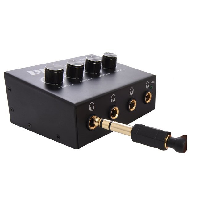LyxPro STP10 Compact 4 Channel Headphone Amplifier 1/4" and 3.5mm (Mini 1/8") Stereo Mono & RCA Inputs, Clean...